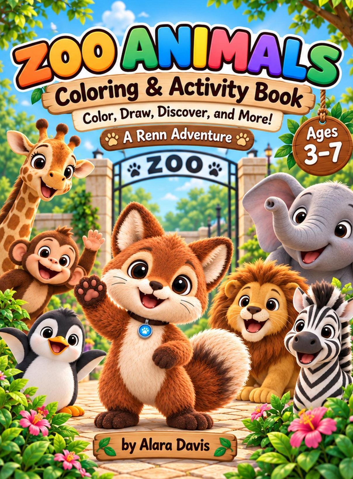Zoo Animals coloring book cover